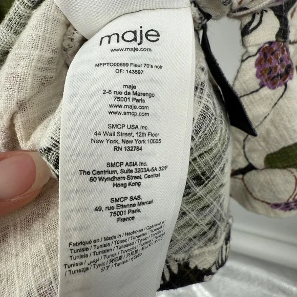 Maje Floral Top Puff Sleeve Sz L Boho Milkmaid Fairy Cottage Loflower Peplum - Picture 8 of 12